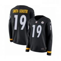 Womens Nike Pittsburgh Steelers 19 JuJu Smith Schuster Limited Black Therma Long Sleeve NFL Jersey