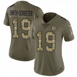 Womens Nike Pittsburgh Steelers 19 JuJu Smith Schuster Limited OliveCamo 2017 Salute to Service NFL Jersey