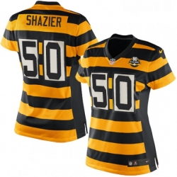 Womens Nike Pittsburgh Steelers 50 Ryan Shazier Game YellowBlack Alternate 80TH Anniversary Throwback NFL Jersey