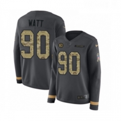 Womens Nike Pittsburgh Steelers 90 T J Watt Limited Black Salute to Service Therma Long Sleeve NFL Jersey