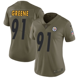 Womens Nike Steelers #91 Kevin Greene Olive  Stitched NFL Limited 2017 Salute to Service Jersey