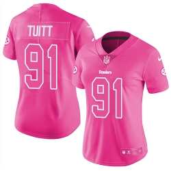 Womens Nike Steelers #91 Stephon Tuitt Pink  Stitched NFL Limited Rush Fashion Jersey