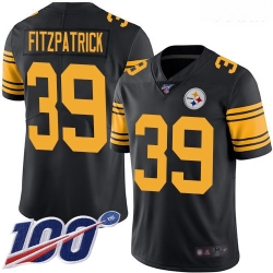 Steelers #39 Minkah Fitzpatrick Black Youth Stitched Football Limited Rush 100th Season Jersey