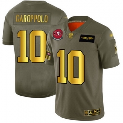 49ers 10 Jimmy Garoppolo Camo Gold Men Stitched Football Limited 2019 Salute To Service Jersey