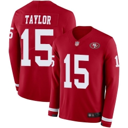 49ers 15 Trent Taylor Red Team Color Mens Stitched Football Limited Therma Long Sleeve Jersey