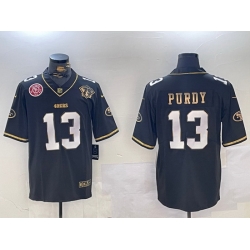 Men San Francisco 49ers 13 Brock Purdy Black Patch Vapor Limited Stitched Football Jersey 2