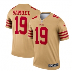 Men San Francisco 49ers 19 Deebo Samuel 2022 New Gold Inverted Legend Stitched Football Jersey