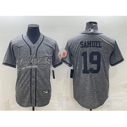 Men San Francisco 49ers 19 Deebo Samuel Grey With Patch Cool Base Stitched Baseball Jersey