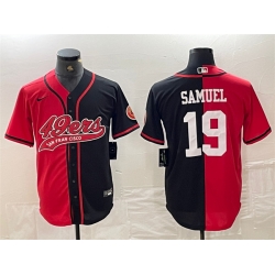 Men San Francisco 49ers 19 Deebo Samuel Red Black Split With Patch Cool Base Stitched Baseball Jersey