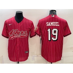 Men San Francisco 49ers 19 Deebo Samuel Red With Patch Cool Base Stitched Baseball Jersey