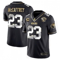 Men San Francisco 49ers 23 Christian McCaffrey Black Gold With C Patch Vapor Untouchable Limited Stitched Football Jersey