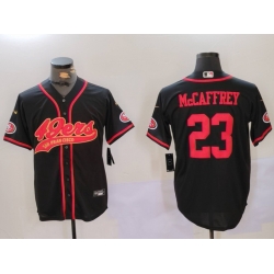 Men San Francisco 49ers 23 Christian McCaffrey Black With Patch Cool Base Stitched Baseball Jersey 5