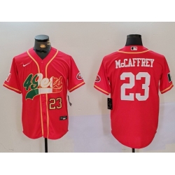 Men San Francisco 49ers 23 Christian McCaffrey Red With Patch Cool Base Stitched Baseball Jersey