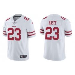 Men San Francisco 49ers 23 JaMycal Hasty 2021 White Vapor Untouchable Limited Stitched Jersey