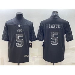 Men San Francisco 49ers 5 Trey Lance Black Reflective Limited Stitched Football Jersey