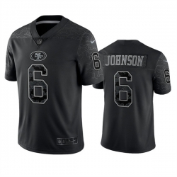 Men San Francisco 49ers 6 Marcus Johnson Black Reflective Limited Stitched Football Jersey