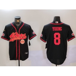 Men San Francisco 49ers  8 Steve Young Black With Patch Cool Base Stitched Baseball Jersey 1