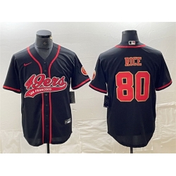 Men San Francisco 49ers 80 Jerry Rice Black With Patch Cool Base Stitched Baseball Jersey