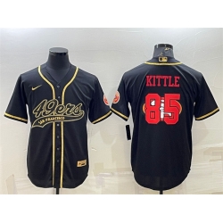 Men San Francisco 49ers 85 George Kittle Black Gold Team Big Logo With Patch Cool Base Stitched Baseball Jersey