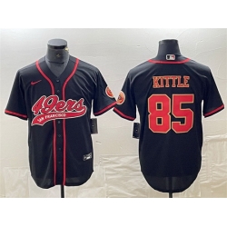 Men San Francisco 49ers 85 George Kittle Black With Patch Cool Base Stitched Baseball Jersey