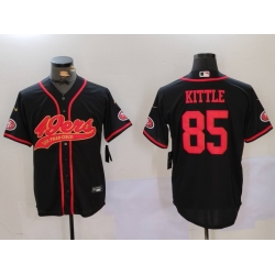 Men San Francisco 49ers 85 George Kittle Black With Patch Cool Base Stitched Baseball Jersey