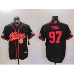 Men San Francisco 49ers 97 Nick Bosa Black With Patch Cool Base Stitched Baseball Jersey