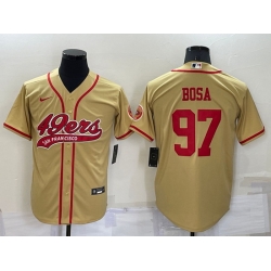 Men San Francisco 49ers 97 Nick Bosa Gold Cool Base Stitched Baseball Jersey