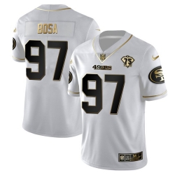 Men San Francisco 49ers 97 Nick Bosa White Gold 75th Anniversary Stitched Jersey