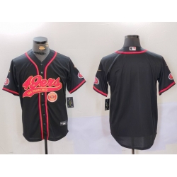 Men San Francisco 49ers Black With Patch Cool Base Stitched Baseball Jersey 1