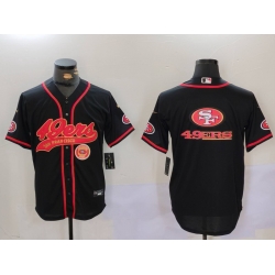 Men San Francisco 49ers Team Big Logo Black With Patch Cool Base Stitched Baseball Jersey 6