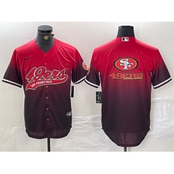 Men San Francisco 49ers Team Big Logo Red Black With Patch Cool Base Stitched Baseball Jersey 1