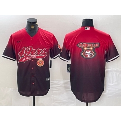 Men San Francisco 49ers Team Big Logo Red Black With Patch Cool Base Stitched Baseball Jersey 6