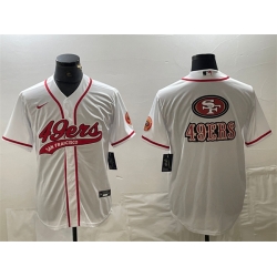 Men San Francisco 49ers White Team Big Logo With Patch Cool Base Stitched Baseball Jersey