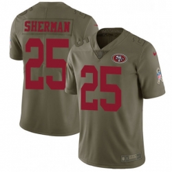 Mens Nike San Francisco 49ers 25 Richard Sherman Limited Olive 2017 Salute to Service NFL Jersey