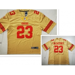 Men's San Francisco 49ers #23 Christian McCaffrey Gold NEW 2022 Inverted Legend Stitched NFL Nike Limited Jersey