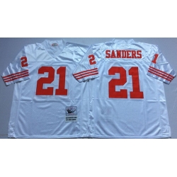 Mitchell And Ness 49ers #21 deion sanders white Mens Throwback Stitched NFL Jersey