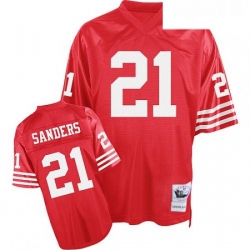 Mitchell and Ness San Francisco 49ers 21 Deion Sanders Authentic Red Team Color Throwback NFL Jersey