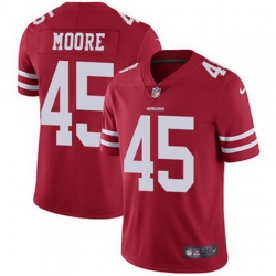 Nike 49ers #45 Tarvarius Moore Red Team Color Mens Stitched NFL Vapor Untouchable Limited Jersey