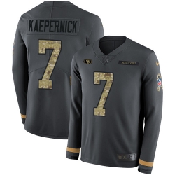 Nike 49ers 7 Colin Kaepernick Anthracite Salute to Service Men s Stitched NFL Limited Therma Long Sleeve Jersey