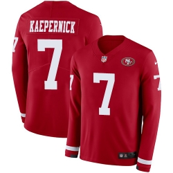 Nike 49ers #7 Colin Kaepernick Red Team Color Men Stitched NFL Limited Therma Long Sleeve Jersey