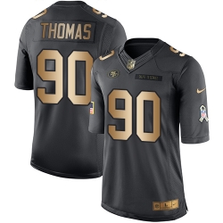 Nike 49ers #90 Solomon Thomas Black Mens Stitched NFL Limited Gold Salute To Service Jersey