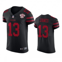 Nike San Francisco 49ers 13 Richie James Black Alternate Men 75th Anniversary Stitched NFL Vapor Untouchable Elite Jersey