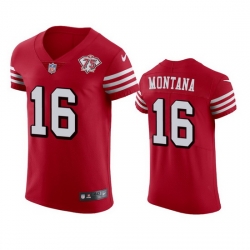 Nike San Francisco 49ers 16 Joe Montana Red Rush Men 75th Anniversary Stitched NFL Vapor Untouchable Elite Jersey