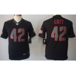 Nike San Francisco 49ers 42 Ronnie Lott Black Limited Impact NFL Jersey