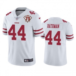 Nike San Francisco 49ers 44 Tom Rathman White Men 75th Anniversary Stitched NFL Vapor Untouchable Limited Jersey