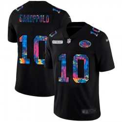 San Francisco 49ers 10 Jimmy Garoppolo Men Nike Multi Color Black 2020 NFL Crucial Catch Vapor Untouchable Limited Jersey