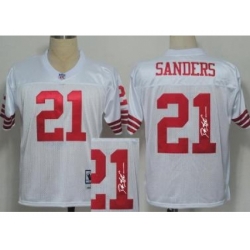 San Francisco 49ers 21 Deion Sanders White Throwback M&N Signed NFL Jerseys