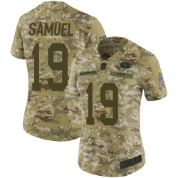 49ers 19 Deebo Samuel Camo Women Stitched Football Limited 2018 Salute to Service Jersey