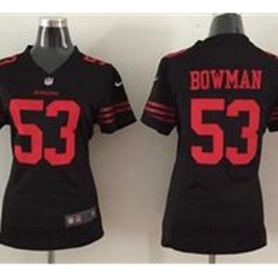 Women Nike 49ers #53 Navorro Bowmen Black Alternate Stitched NFL Elite Jersey