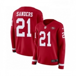 Womens Nike San Francisco 49ers 21 Deion Sanders Limited Red Therma Long Sleeve NFL Jersey